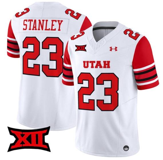 Men's Dijon Stanley Jersey #23 Utah Utes Vapor Limited College Football Stitched White