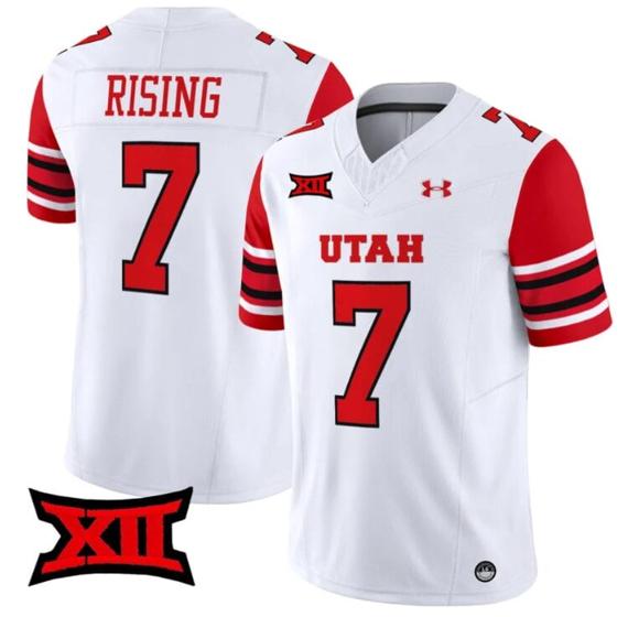 Men's Cameron Rising Jersey #7 Utah Utes Vapor Limited College Football Stitched White