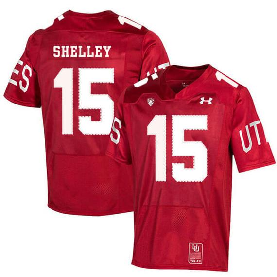 Men's Utah Utes #15 Jason Shelley NCAA College Football Jersey Red