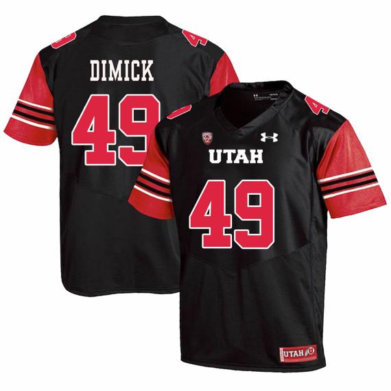 Men's Utah Utes #49 Hunter Dimick NCAA College Football Jersey Black