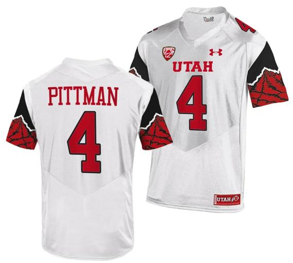 Men's Utah Utes #4 Mycah Pittman Jersey College Football White