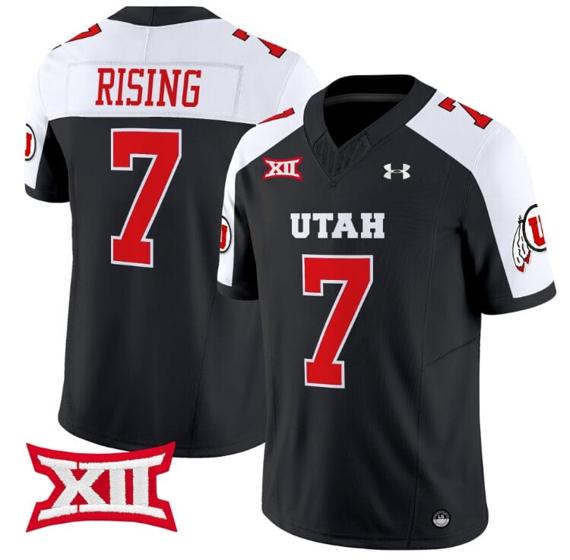 Men's Cameron Rising Jersey #7 Utah Utes Vapor Limited College Football Stitched Black Alternate