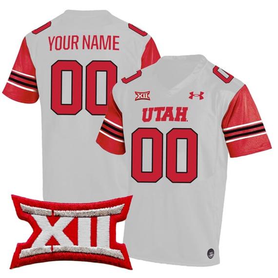 Men's Custom Utah Utes Jersey Name and Number College Football White Away Game All Stitched