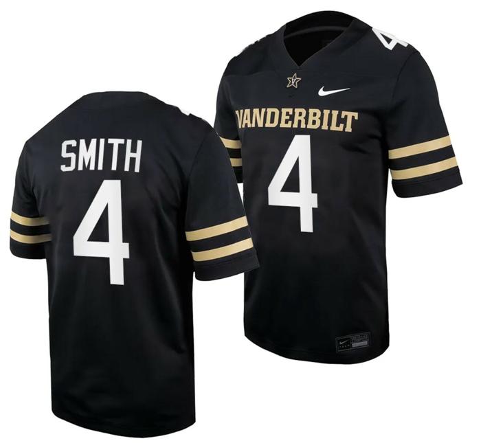 Men's Vanderbilt Commodores Patrick Smith Jersey Home College Football Black #4