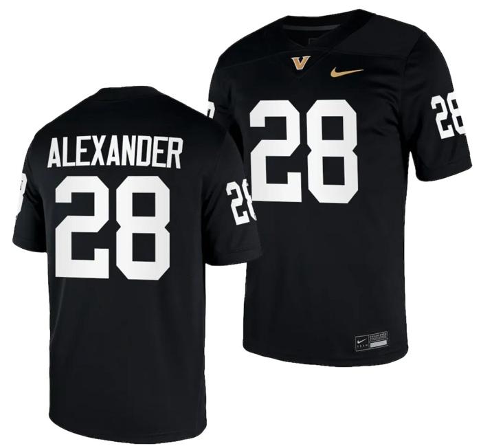 Men's Sedrick Alexander Jersey #28 Vanderbilt Commodores College NIL Football Black