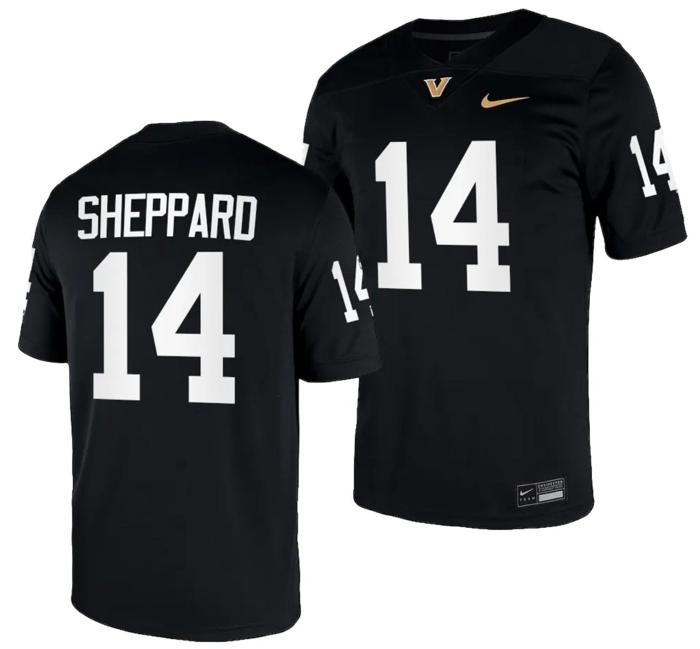 Men's Will Sheppard Jersey #14 Vanderbilt Commodores College NIL Football Black