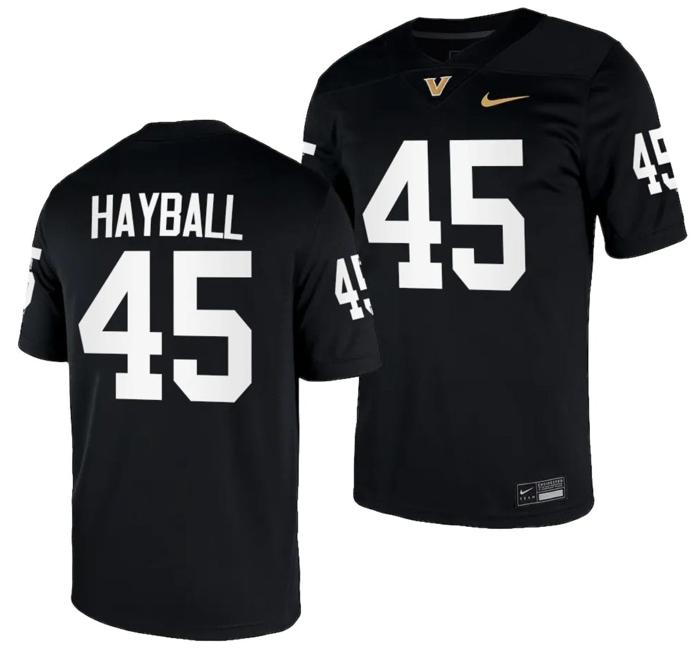 Men's Matthew Hayball Jersey #45 Vanderbilt Commodores College NIL Football Black