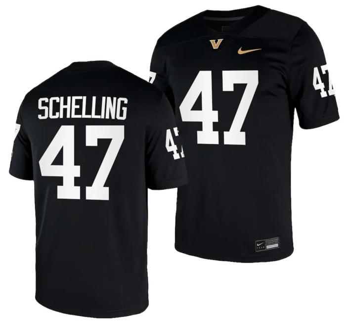 Men's Wesley Schelling Jersey #47 Vanderbilt Commodores College NIL Football Black