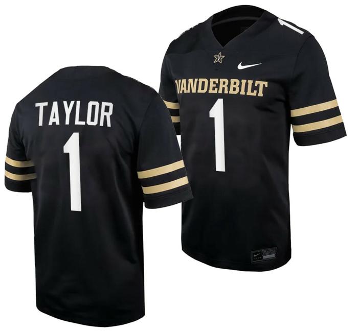 Men's Vanderbilt Commodores CJ Taylor Jersey Home College Football Black #1