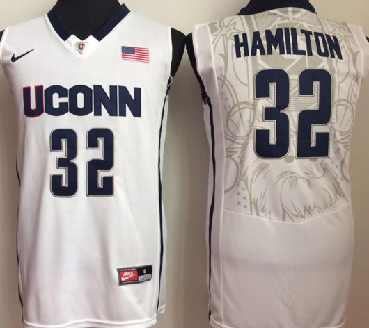 Men's Uconn Huskies #32 Richard Hamilton NCAA Basketball Jersey White