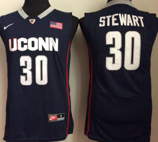 Men's Uconn Huskies #30 Breanna Stewart NCAA Basketball Jersey Blue