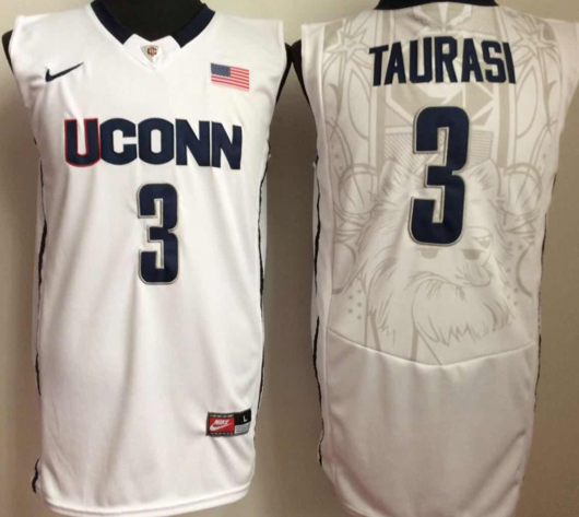 Men's Uconn Huskies #3 Diana Taurasi NCAA Basketball Jersey White