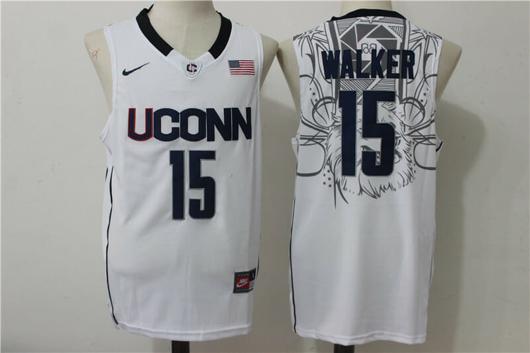 Men's Uconn Huskies #15 Kemba Walker NCAA Basketball Jersey White