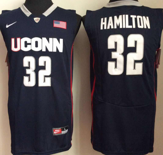 Men's Uconn Huskies #32 Richard Hamilton NCAA Basketball Jersey Blue