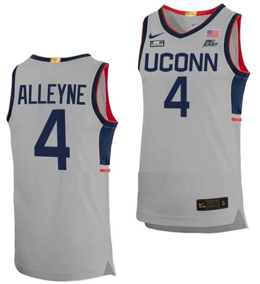 Men's Nahiem Alleyne Jersey UConn Huskies College Basketball Limited Gray #4