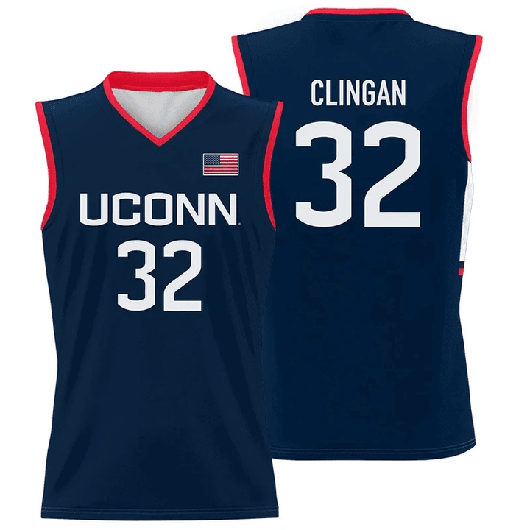 Men's Donovan Clingan Jersey UConn Huskies College Basketball Navy #32