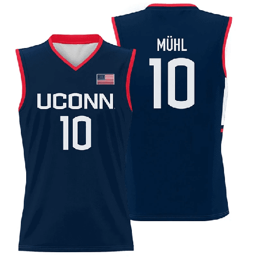 Men's Nika Mühl Jersey UConn Huskies College Basketball Navy #10