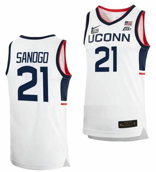 Men's Adama Sanogo Jersey UConn Huskies College Basketball White Replica #21