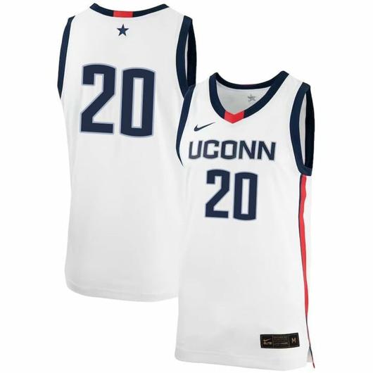 Men's Andrew Hurley Jersey UConn Huskies College Basketball No Name White #20