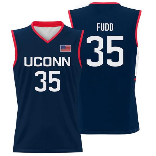 Men's Azzi Fudd Jersey UConn Huskies College Basketball Navy #35