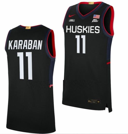 Men's Alex Karaban Jersey UConn Huskies College Basketball Limited Black #11