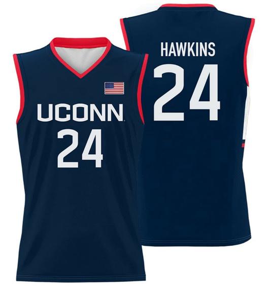 Men's Jordan Hawkins Jersey UConn Huskies College Basketball Navy #24