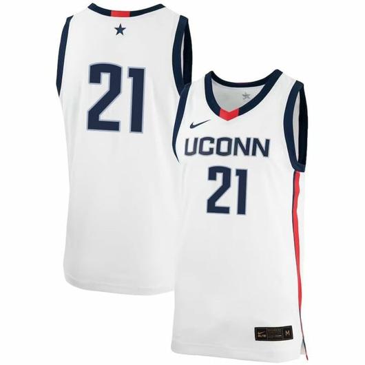 Men's Adama Sanogo Jersey UConn Huskies College Basketball No Name White #21