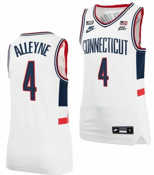 Men's Nahiem Alleyne Jersey UConn Huskies College Basketball Alumni White #4