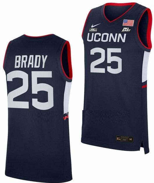 Men's Ice Brady Jersey UConn Huskies College Basketball Navy Replica #25