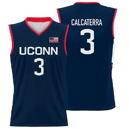 Men's Joey Calcaterra Jersey UConn Huskies College Basketball Navy #33