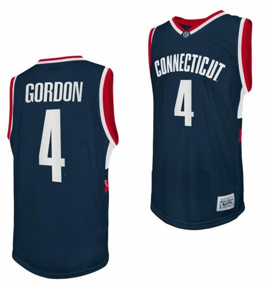 Men's Ben Gordon Jersey UConn Huskies College Basketball Navy Retro #4