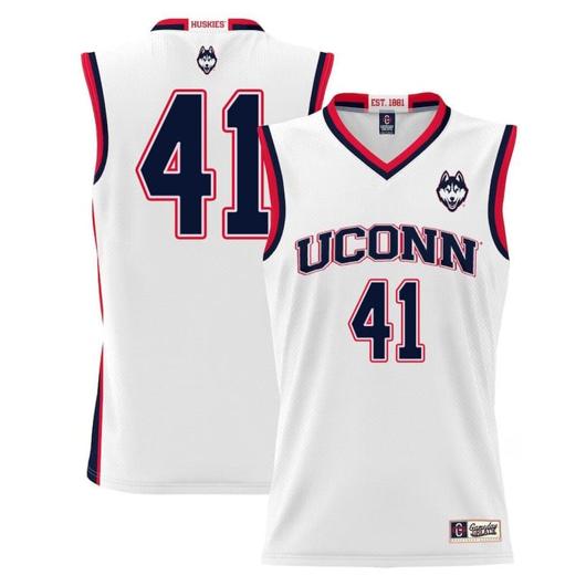 Men's Emmett Hendry Jersey UConn Huskies College Basketball White #41