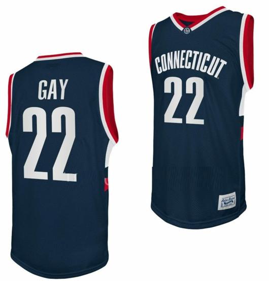 Men's Rudy Gay Jersey UConn Huskies College Basketball Navy Retro #22