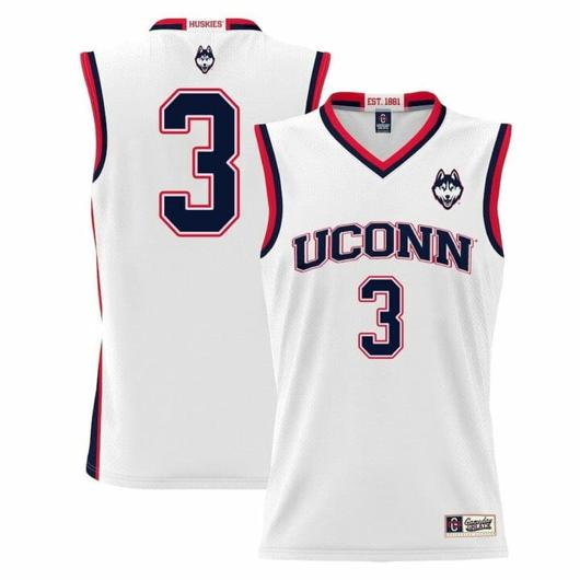 Men's Joey Calcaterra Jersey UConn Huskies College Basketball White #3