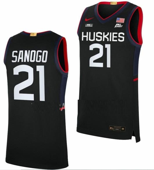 Men's Adama Sanogo Jersey UConn Huskies College Basketball Limited Black #12