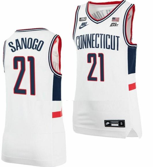 Men's Adama Sanogo Jersey UConn Huskies College Basketball Alumni White #21