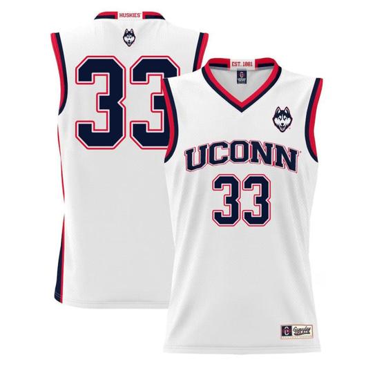 Men's Apostolos Roumoglou Jersey UConn Huskies College Basketball White #33