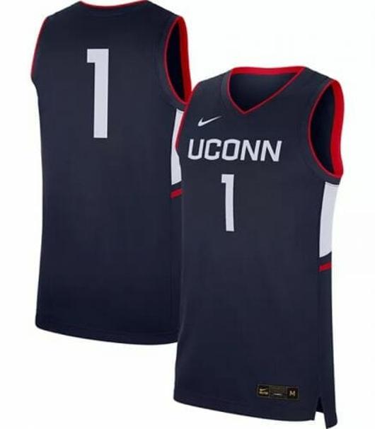 Men's UConn Huskies No Name Jersey #1 NCAA College Basketball Away Navy