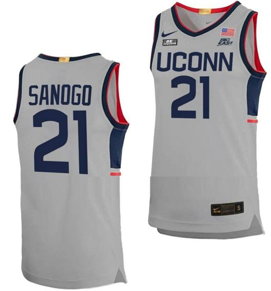 Men's Adama Sanogo Jersey UConn Huskies College Basketball Limited Gray #21