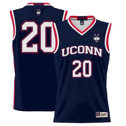 Men's Andrew Hurley Jersey UConn Huskies College Basketball No Name Navy #20