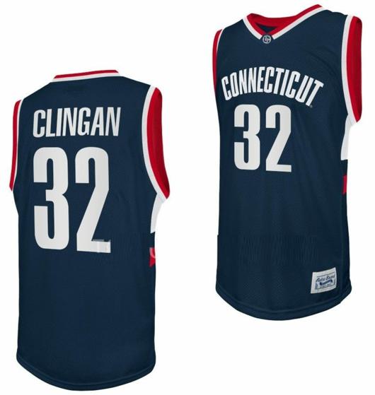 Men's Donovan Clingan Jersey UConn Huskies College Basketball Navy Retro #32