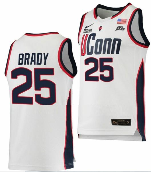 Men's Ice Brady Jersey UConn Huskies College Basketball White Replica #25