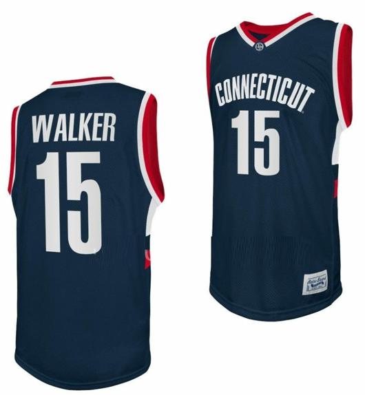 Men's Kemba Walker Jersey UConn Huskies College Basketball Navy Retro #15