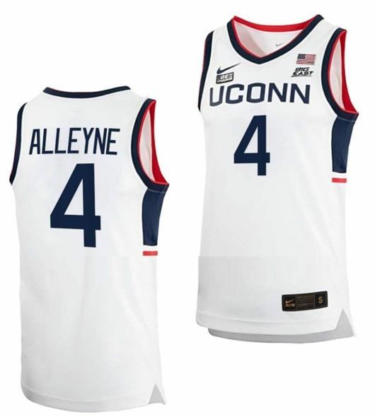 Men's Nahiem Alleyne Jersey UConn Huskies College Basketball White Replica #4