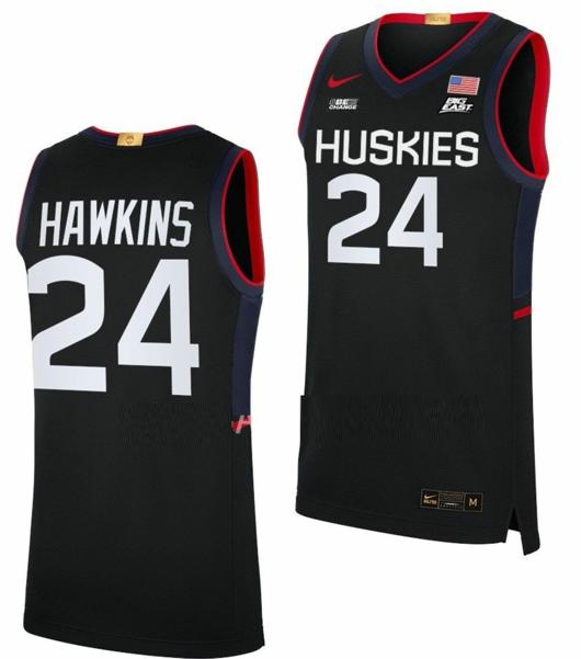 Men's Jordan Hawkins Jersey UConn Huskies College Basketball Limited Black #24