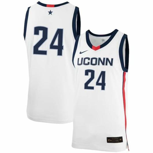 Men's Jordan Hawkins Jersey UConn Huskies College Basketball No Name White #24