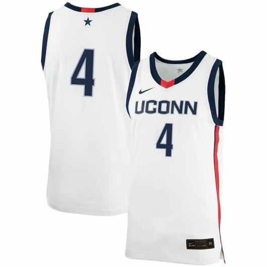 Men's Nahiem Alleyne Jersey UConn Huskies College Basketball No Name White #4