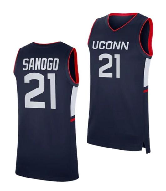 Men's Nike #21 Adama Sanogo Jersey UConn Huskies College Basketball Jerseys Navy