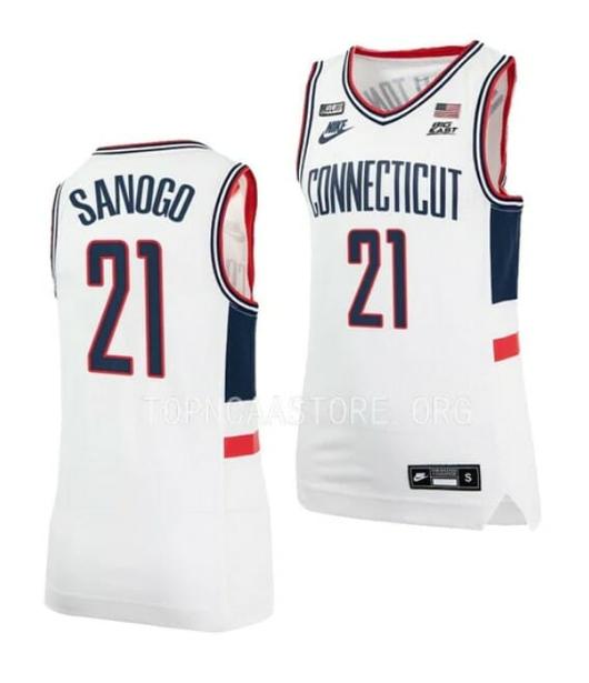 Men's Nike #21 Adama Sanogo Jersey UConn Huskies College Basketball Jerseys White