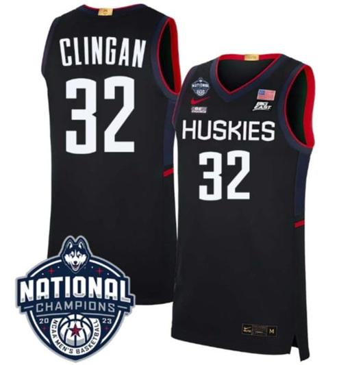 Men's Donovan Clingan Jersey #31 UConn Huskies 2023 National Champions College Basketball Black